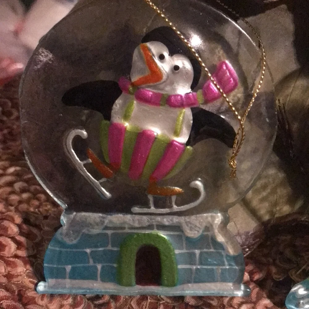 Set of 2 Glass Snow Globe Ornaments